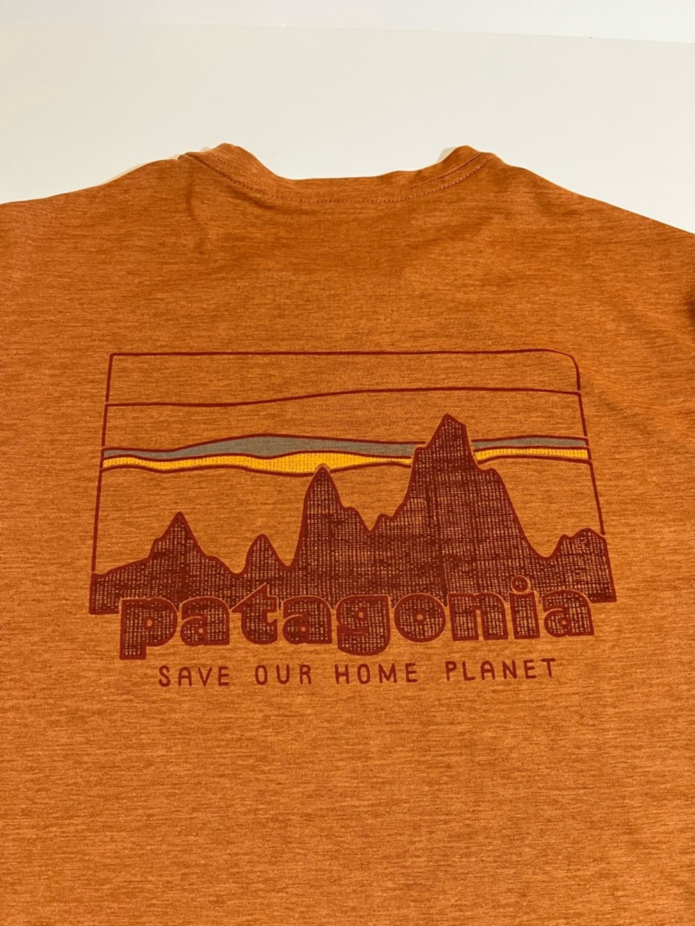 Patagonia Men’s Capeline Save Our Home Planet Logo Orange Short Sleeve Small - Picture 2 of 10